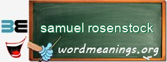 WordMeaning blackboard for samuel rosenstock